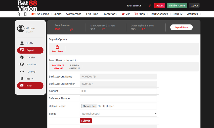 Deposit and payment method