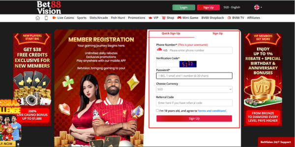 Betvision Sign Up Details